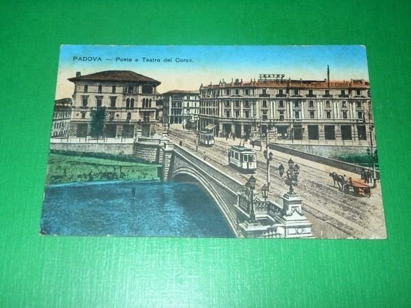 Cartolina Padova - Ponte e Teatro del Corso 1917.