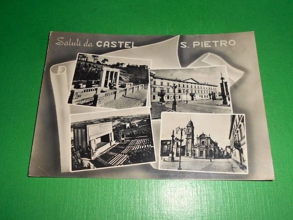 Cartolina Saluti da Castel S. Pietro - Vedute diverse 1957.