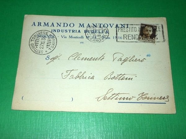 Cartolina Pubblicità - Industria Budella Armando Mantovani ( Firenze ) …