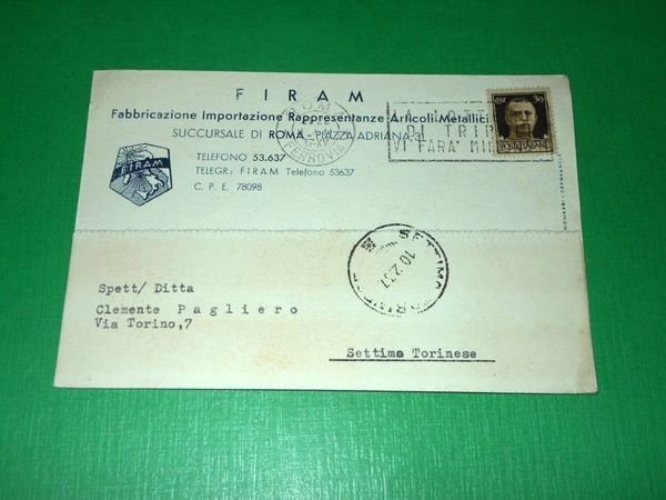 Cartolina Pubblicità - FIRAM Fabbricazione Importazione Articoli Metallici Roma