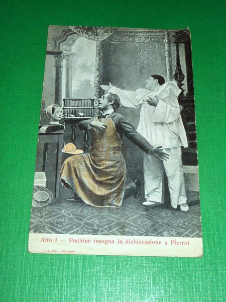 Cartolina Lirica Opera - Pochine insegna la dichiarazione a Pierrot …
