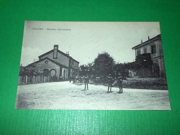 Cartolina Caluso ( Torino ) - Stazione ferroviaria 1920 ca.