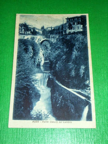 Cartolina Asso - Ponte Oscuro sul Lambro 1925.