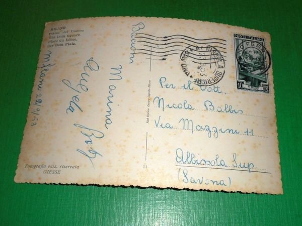 Cartolina Milano - Piazza del Duomo 1953.