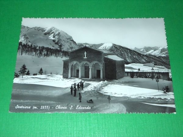 Cartolina Sestriere - Chiesa S. Edoardo 1950 ca.