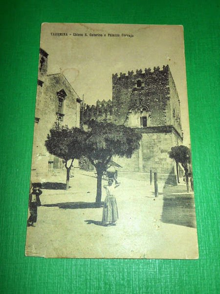 Cartolina Taormina - Chiesa S. Caterina e Palazzo Corvaja 1900 …