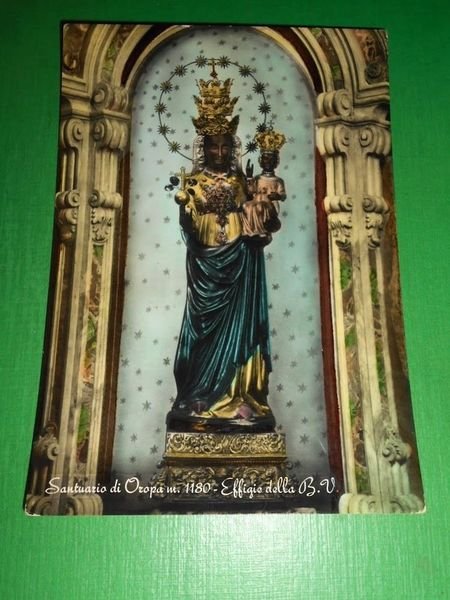 Cartolina Santuario d' Oropa - Effigie della Beata Vergine 1956.
