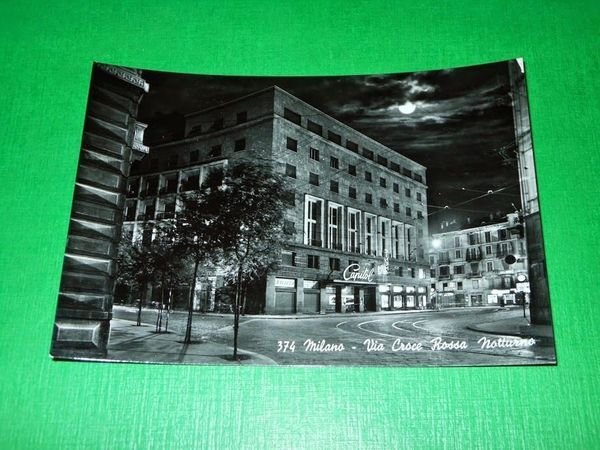 Cartolina Milano - Via Croce Rossa ( notturno ) 1950 …
