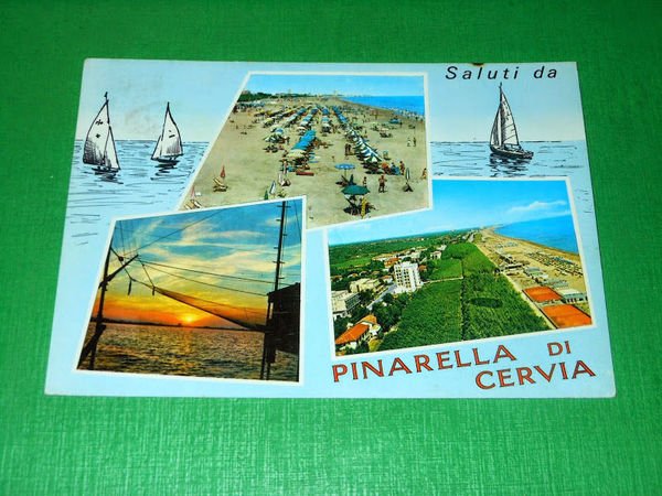 Cartolina Saluti da Pinarella di Cervia - Vedute diverse 1964.