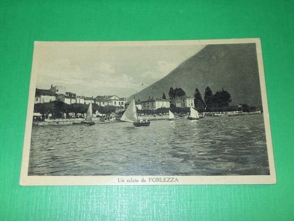 Cartolina Un saluto da Porlezza - Scorcio panoramico 1940 ca.