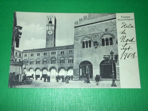 Cartolina Treviso - Piazza dei Signori 1908.