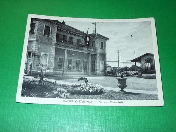 Cartolina Castello D'Annone - Stazione Ferroviaria 1956.