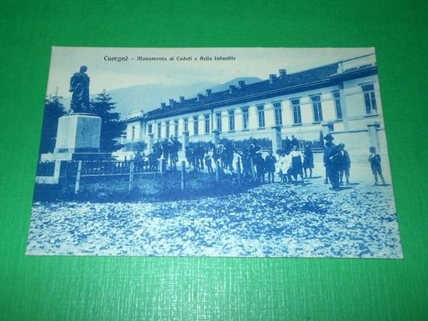 Cartolina Cuorgnè - Monumento ai Caduti e Asilo Infantile 1930 …