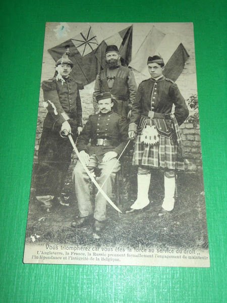 Cartolina Militaria WWI Uniformi - Inghilterra Francia Russia Belgio 1915 …