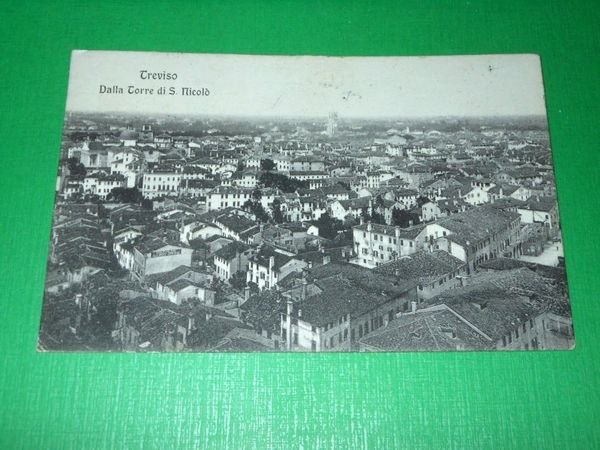 Cartolina Treviso - Panorama dalla Torre di S. Nicolò 1909.