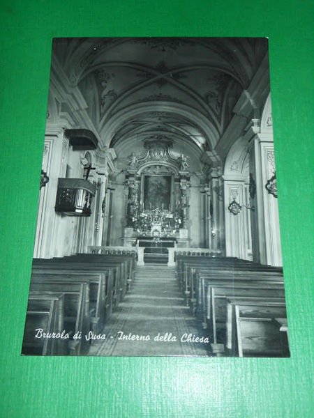 Cartolina Bruzzolo di Susa - Interno della Chiesa 1955 ca.