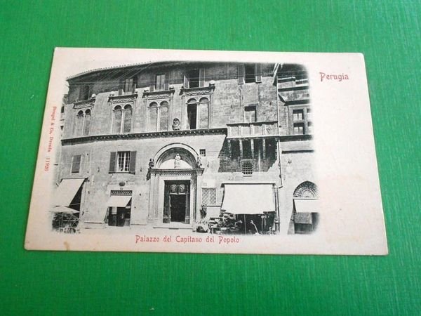 Cartolina Perugia - Palazzo del Capitano del Popolo 1904.