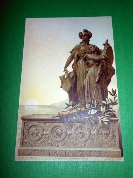 Cartolina Militaria - Scuola di Guerra - sculp. Rubino 1920 …