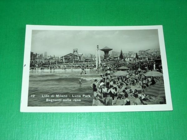 Cartolina Lido di Milano - Luna Park - Bagnanti sulla …