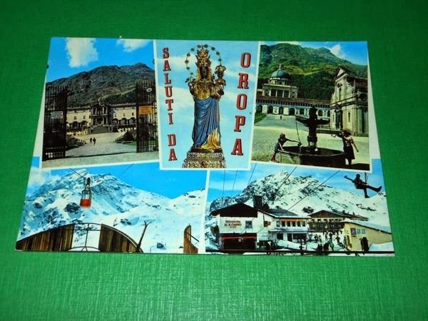 Cartolina Saluti da Oropa - Vedute diverse 1960 ca.