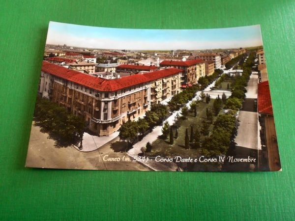 Cartolina Cuneo - Corso Dante e Corso IV Novembre 1962.