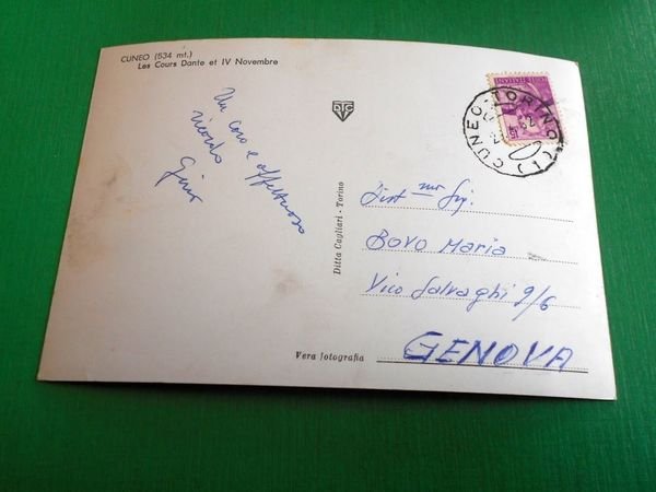 Cartolina Cuneo - Corso Dante e Corso IV Novembre 1962.