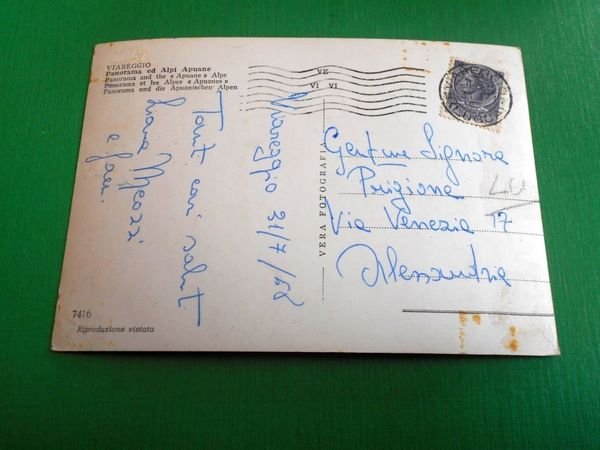 Cartolina Viareggio - Panorama e Alpi Apuane 1958.