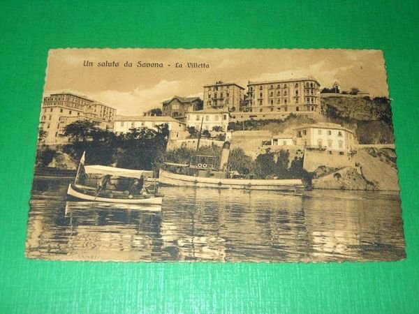 Cartolina Un saluto da Savona - La Villetta 1925 ca.