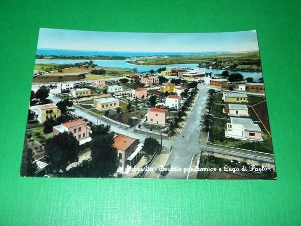Cartolina Sabaudia - Scorcio panoramico e Lago di Paola 1956.