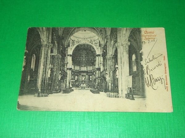 Cartolina Como - Cattedrale - Interno 1906.