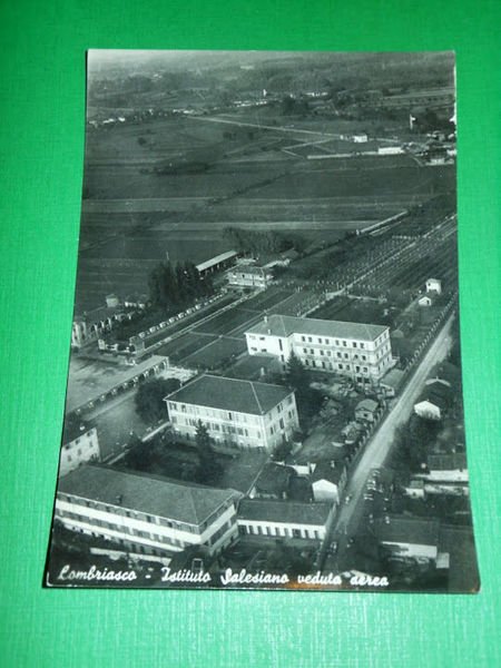 Cartolina Lombriasco - Istituto Salesiano - Veduta aerea 1956.