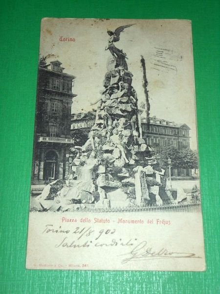 Cartolina Torino - Piazza dello Statuto - Monumento del Frejus …