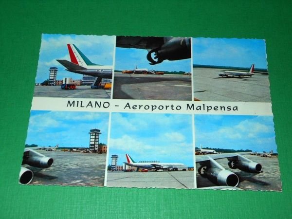 Cartolina Milano - Aeroporto Malpensa - Vedute diverse 1960 ca.
