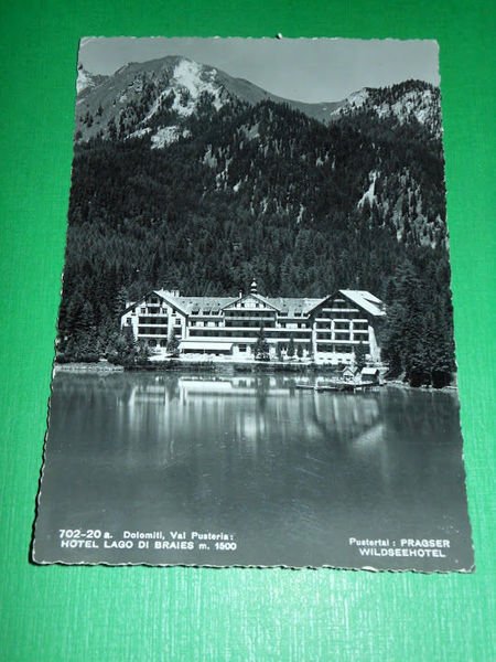 Cartolina Val Pusteria - Hotel Lago di Braies 1953.
