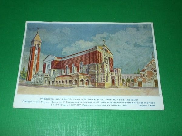 Cartolina Brescia - Progetto del Tempio Votivo S. Paolo 1941.