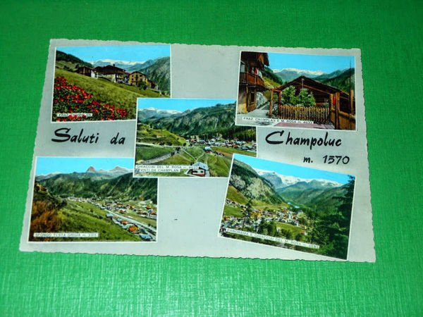 Cartolina Saluti da Champoluc - Vedute diverse 1967.