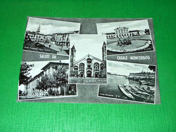 Cartolina Saluti da Casale Monferrato - Vedute diverse 1958.
