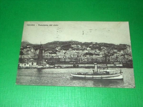 Cartolina Genova - Panorama dal mare 1927.