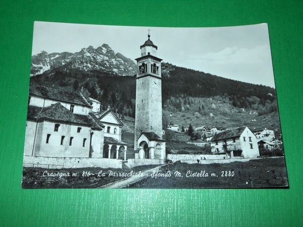 Cartolina Cravegna - La Parrocchiale - Sfondo M. Cistella 1960 …