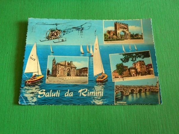 Cartolina Saluti da Rimini -- Vedute diverse 1962.