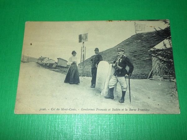 Cartolina Moncenisio - Soldati italiani e francesi sulla frontiera 1910 …