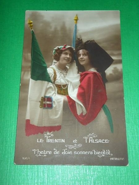 Cartolina Militaria - Le Trentin et l' Alsace 1916.