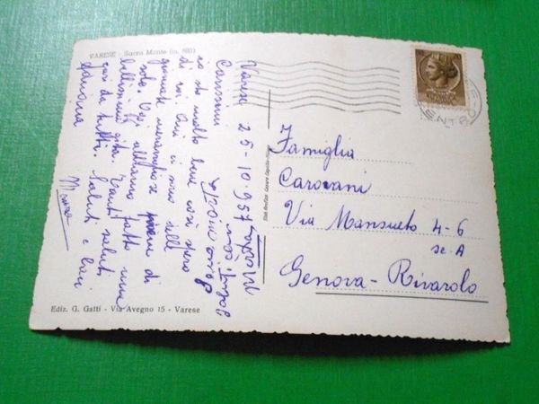 Cartolina Varese - Sacro Monte 1957.