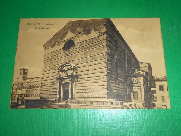 Cartolina Perugia - Chiesa di S. Lorenzo 1910.