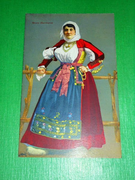 Cartolina Costume di Orune ( Nuoro ) 1920 ca .