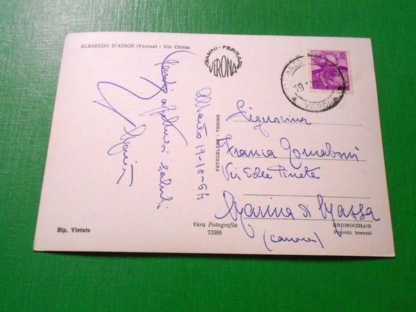 Cartolina Albaredo d' Adige ( Verona ) - Via Chiesa …