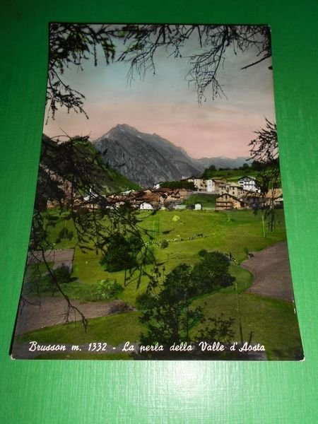 Cartolina Brusson - La perla della Valle d' Aosta 1958.