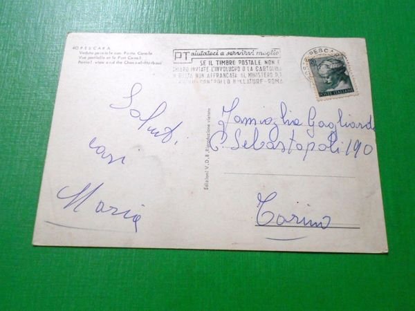 Cartolina Pescara - Veduta parziale con Porto Canale 1965.