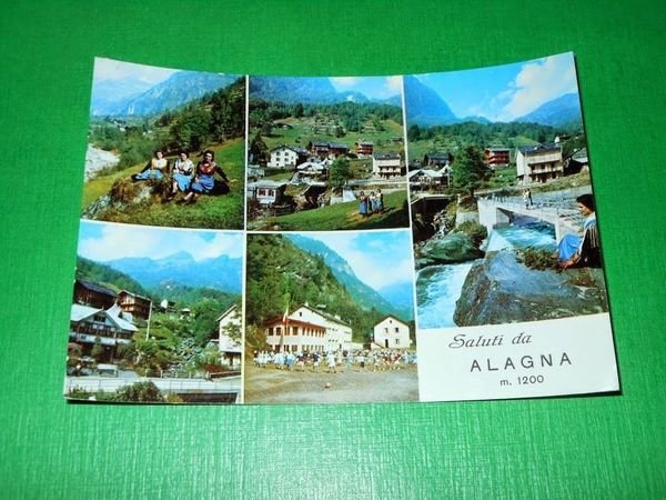 Cartolina Saluti da Alagna - Vedute diverse 1962.