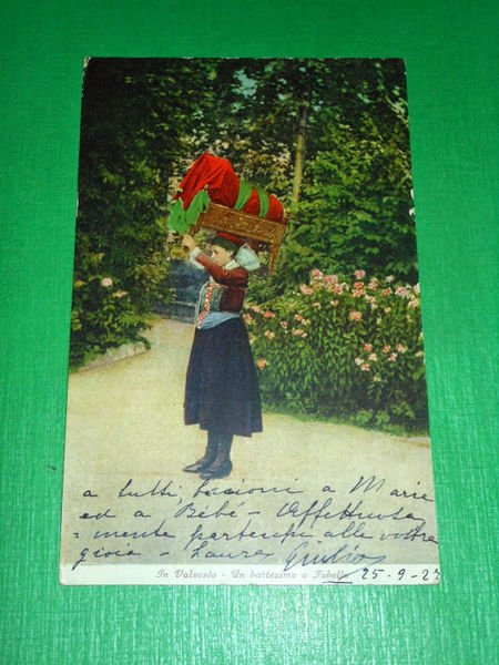 Cartolina In Valsesia - Un battesimo a Fobello 1927.